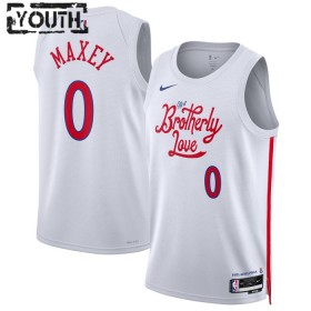 Philadelphia 76ers Tyrese Maxey 0 Nike 2022-23 City Edition Valkoinen Lasten Pelipaidat Swingman